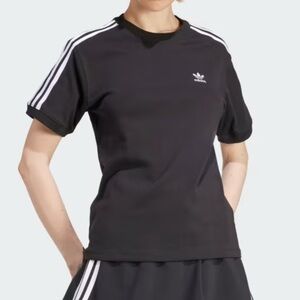 Adidas black 3-stripes tee women's